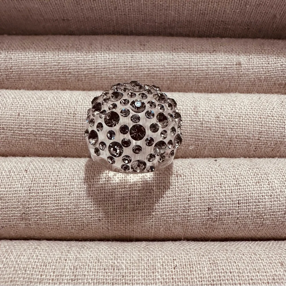 bp| Ring | Disco Ball Plastic Ring with Grayish Stones | Modern | Disco